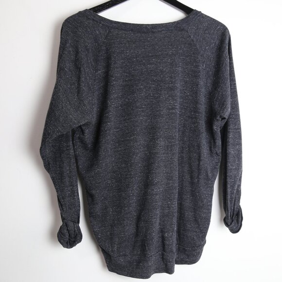 Aritzia TNA Slouchy V-Neck Marled Knit Grey Long Sleeve Top Size Small - Picture 6 of 7